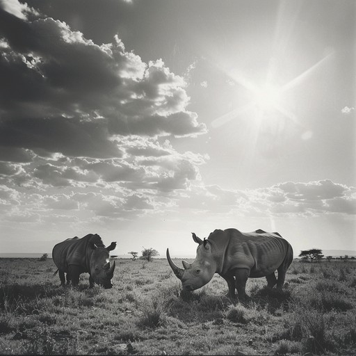 rhinos at sunset stockcake