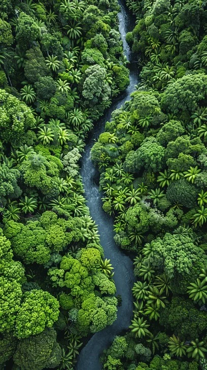 verdant forest river stockcake